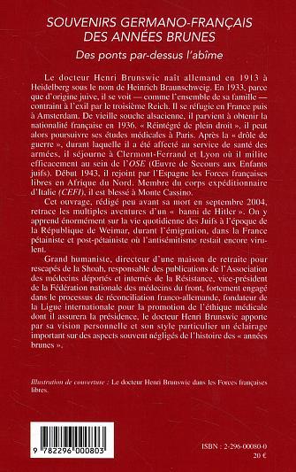 Souvenirs germano-français des années brunes, Des ponts par-dessus l'abîme (9782296000803-back-cover)