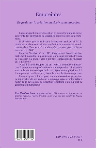 Empreintes, Regards sur la création musicale contemporaine (9782296069794-back-cover)