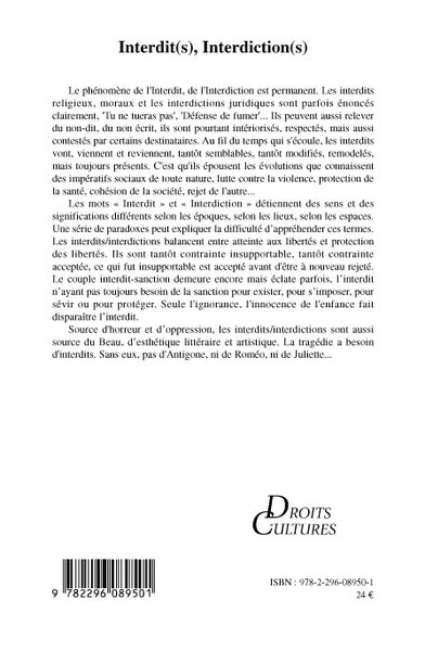 Droit et Cultures, Interdit(s), Interdictions(s) (9782296089501-back-cover)