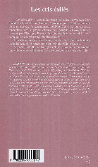 Les cris exilés (9782296000278-back-cover)