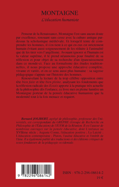 Montaigne, L'éducation humaniste (9782296086142-back-cover)