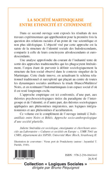 La société martiniquaise entre ethnicité et citoyenneté (9782296064140-back-cover)