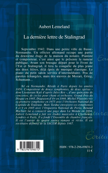 La dernière lettre de Stalingrad, Roman (9782296098312-back-cover)