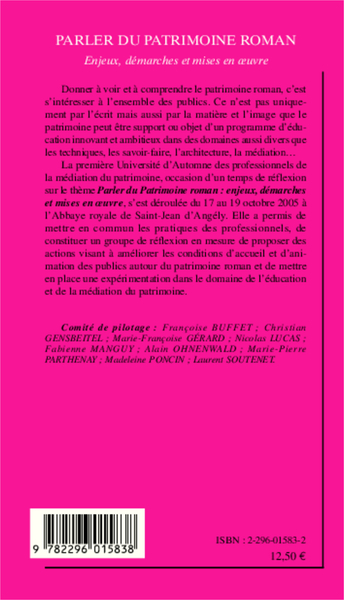 Parler du patrimoine roman, Enjeux, démarches et mises en oeuvre (9782296015838-back-cover)
