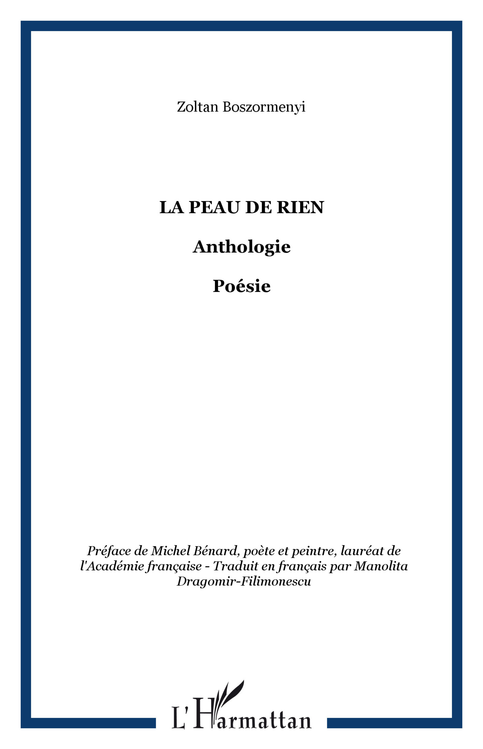 La peau de rien, Anthologie - Poésie (9782296044197-front-cover)