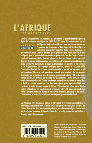 L'Afrique des Grands Lacs, Annuaire 2007-2008 (9782296053205-back-cover)