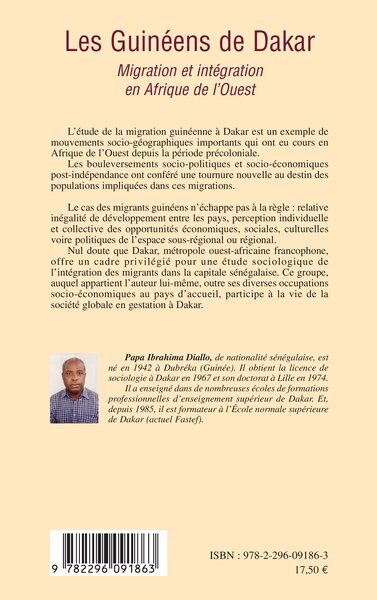 Les Guinéens de Dakar, Migration et intégration en Afrique de l'Ouest (9782296091863-back-cover)