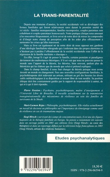 La trans-parentalité, La psychothérapie à l'épreuve des nouvelles familles (9782296065949-back-cover)