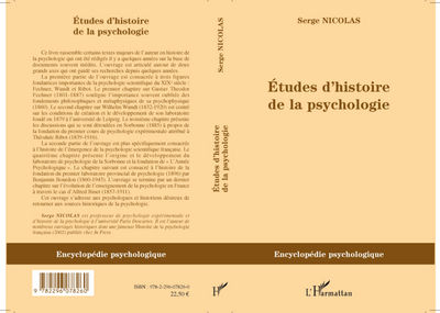 Etudes d'histoire de la psychologie (9782296078260-front-cover)