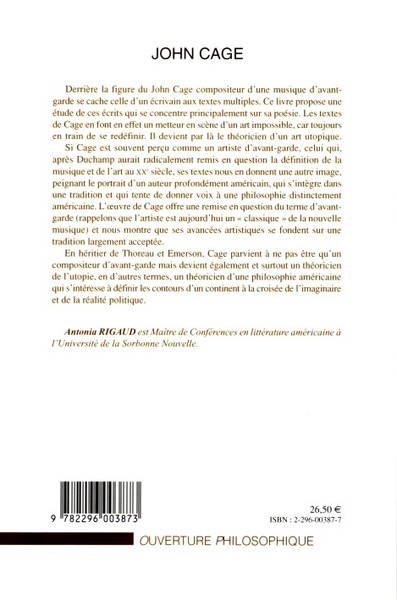 John Cage, Théoricien de l'utopie (9782296003873-back-cover)