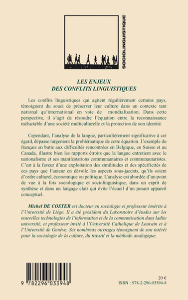 Les enjeux des conflits linguistiques, Le français à l'épreuve des modèles belge, suisse et canadien (9782296033948-back-cover)