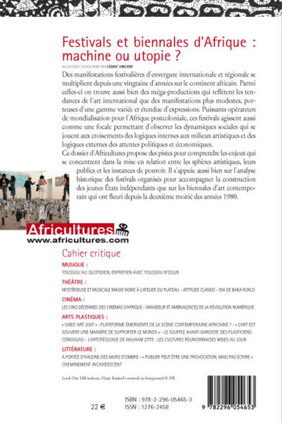Africultures, Festivals et biennales d'Afrique: machine ou utopie ? (9782296054653-back-cover)