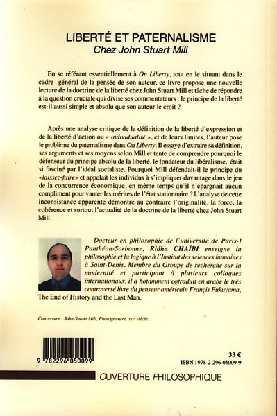 Liberté et paternalisme, Chez John Stuart Mill (9782296050099-back-cover)