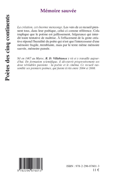 Mémoire sauvée (9782296076013-back-cover)