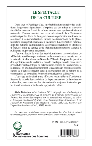 Le spectacle de la culture, Globalisation et traditionalismes en Océanie (9782296077607-back-cover)
