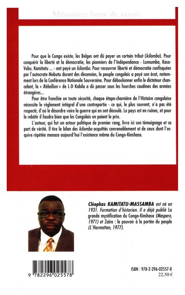 Kilombo ou le prix à payer pour rebâtir la R-D CONGO (9782296025578-back-cover)