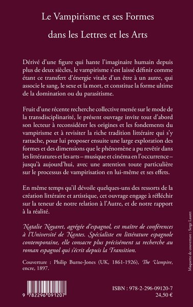 Le vampirisme et ses formes dans les Lettres et dans les Arts (9782296091207-back-cover)