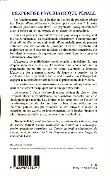 L'expertise psychiatrique pénale (9782296016491-back-cover)