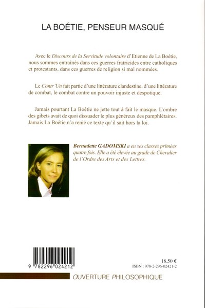 La Boétie, penseur masqué (9782296024212-back-cover)