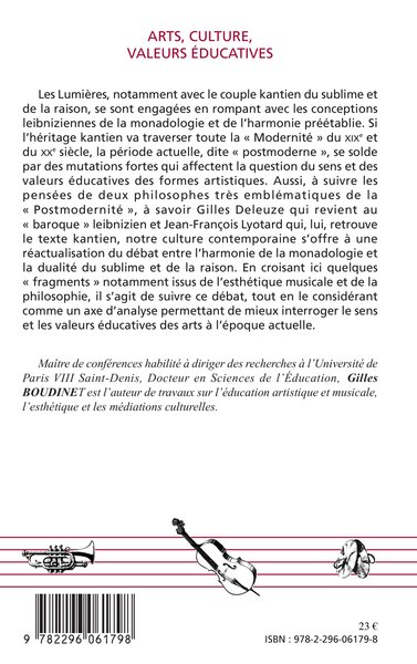 Arts, culture, valeurs éducatives, L'harmonie et le sublime, la monade et la raison: variations philosophiques et musicales des  (9782296061798-back-cover)