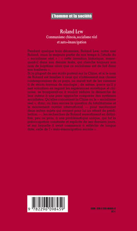 L'Homme et la Société, Roland Lew, Communisme chinois, socialisme réel et auto-émancipation (9782296098459-back-cover)