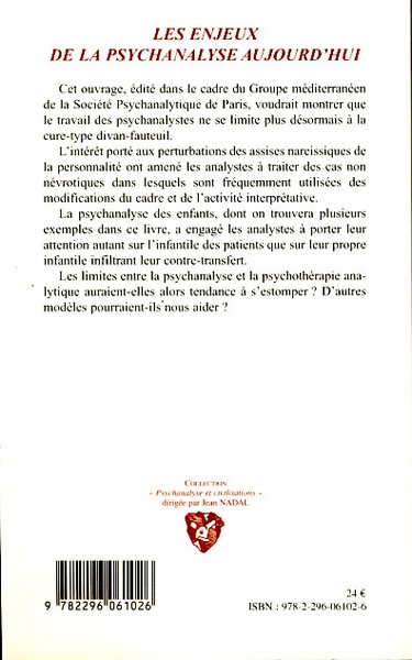 Les enjeux de la psychanalyse aujourd'hui (9782296061026-back-cover)