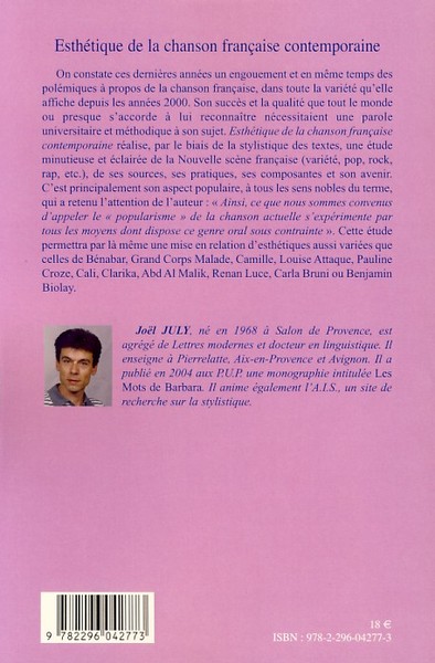 Esthétique de la chanson française contemporaine (9782296042773-back-cover)