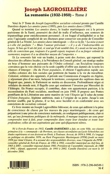 Joseph Lagrosillière, La remontée (1932-1950) Tome 3 (9782296045491-back-cover)