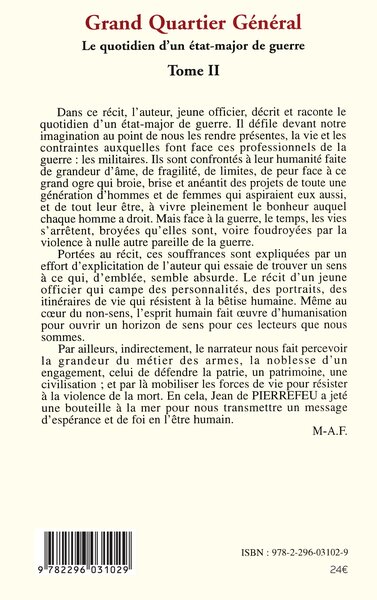 Grand Quartier Général, Le quotidien d'un état-major de guerre Tome II - Tome II (9782296031029-back-cover)