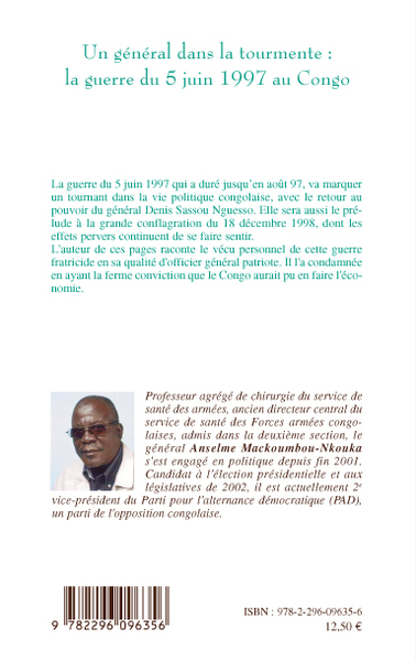 Un général dans la tourmente: la guerre du 5 juin 1997 au Congo (9782296096356-back-cover)