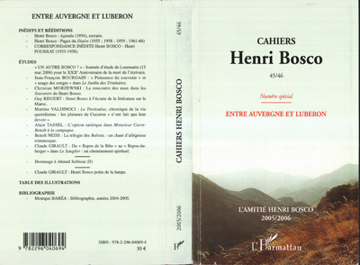 Cahiers Henri Bosco N°45/46 numéro spécial, - Entre Auvergne et Lubéron (9782296040694-front-cover)