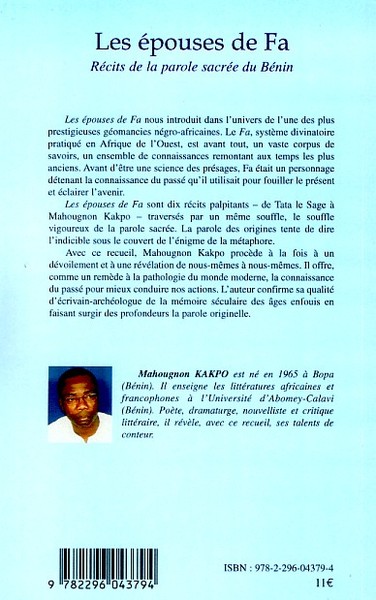 Les épouses de Fa, Récits de la parole sacrée du Bénin (9782296043794-back-cover)