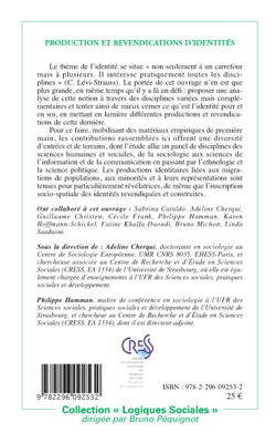 Production et revendications d'identités, Eléments d'analyse sociologique (9782296092532-back-cover)