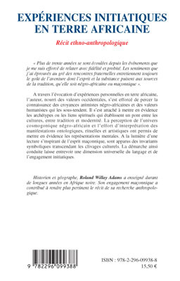 Expériences initiatiques en terre africaine, Récit ethno-anthropologique (9782296099388-back-cover)