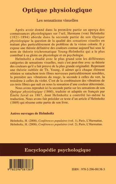 Optique physiologique, Les sensations visuelles - (Tome 2) (9782296081383-back-cover)