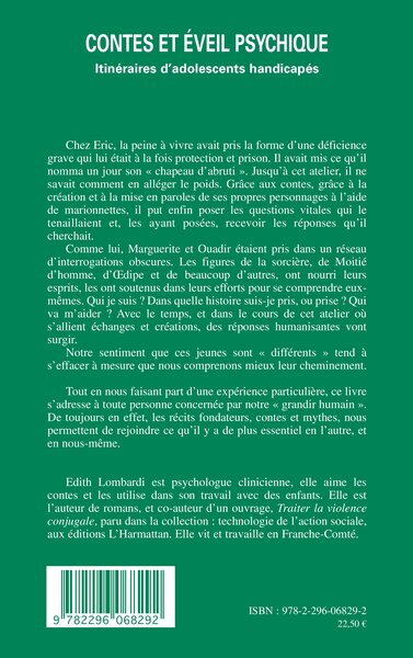 Contes et éveil psychique, Itinéraires d'adolescents handicapés (9782296068292-back-cover)