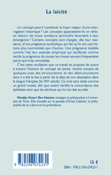 La laïcité, Que peut nous en apprendre l'histoire ? (9782296074231-back-cover)