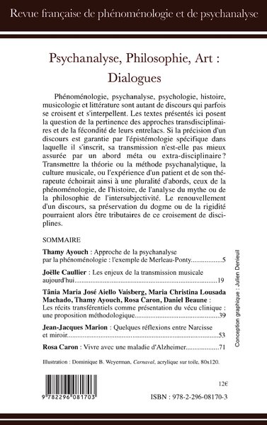 Psychanalyse, philosophie, art, dialogues (9782296081703-back-cover)