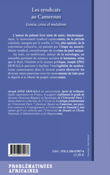 Les syndicats au Cameroun, Genèse, crises et mutations (9782296079076-back-cover)