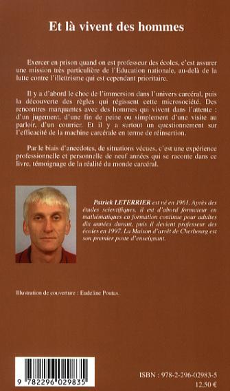 Et là vivent des hommes, Témoignage d'un enseignant en Maison d'arrêt (9782296029835-back-cover)