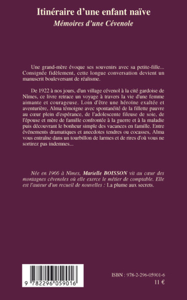 Itinéraire d'une enfant naïve, Mémoires d'une Cévenole (9782296059016-back-cover)