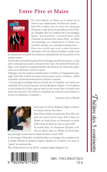 Entre Père et Maire (9782296077522-back-cover)
