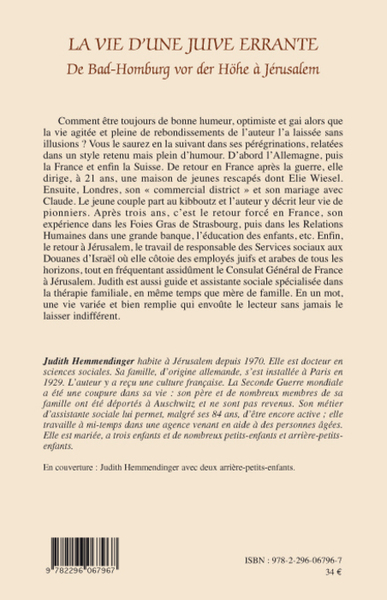 La vie d'une Juive errante, De Bad-Homburg vor der Höhe à Jérusalem (9782296067967-back-cover)