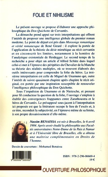 Folie et nihilisme, Essai d'interprétation philosophique du "Don Quichotte" de Cervantès (9782296066694-back-cover)