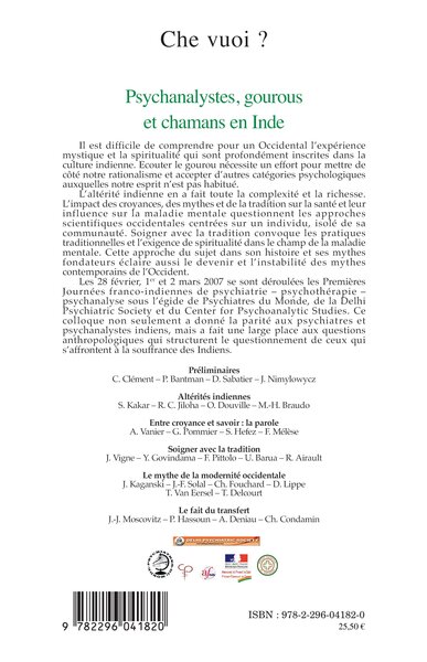 Psychanalystes, gourous et chamans en Inde (9782296041820-back-cover)