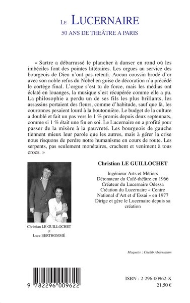 Le Lucernaire, 50 ans de théâtre à Paris (9782296009622-back-cover)
