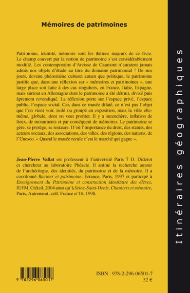 Mémoires de patrimoines (9782296065017-back-cover)
