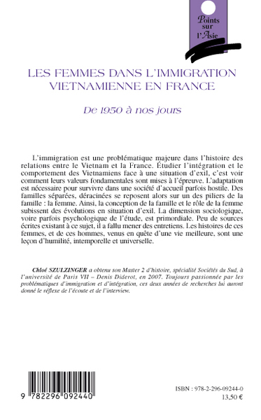 Les femmes dans l'immigration vietnamienne en France, De 1950 à nos jours (9782296092440-back-cover)