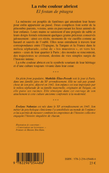 La robe couleur abricot, El fostan de pitagra - Enfances sépharades (9782296054486-back-cover)