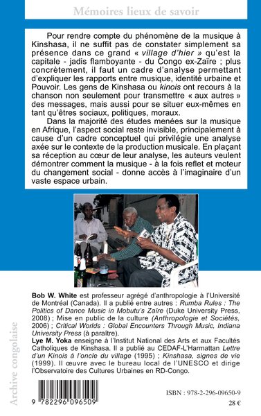 Musique populaire et société à Kinshasa, Une ethnographie de l'écoute (9782296096509-back-cover)